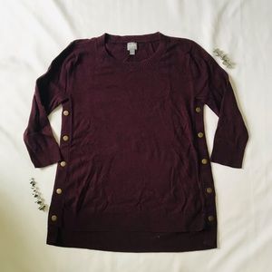 NWOT Snap-Button Side Sweater